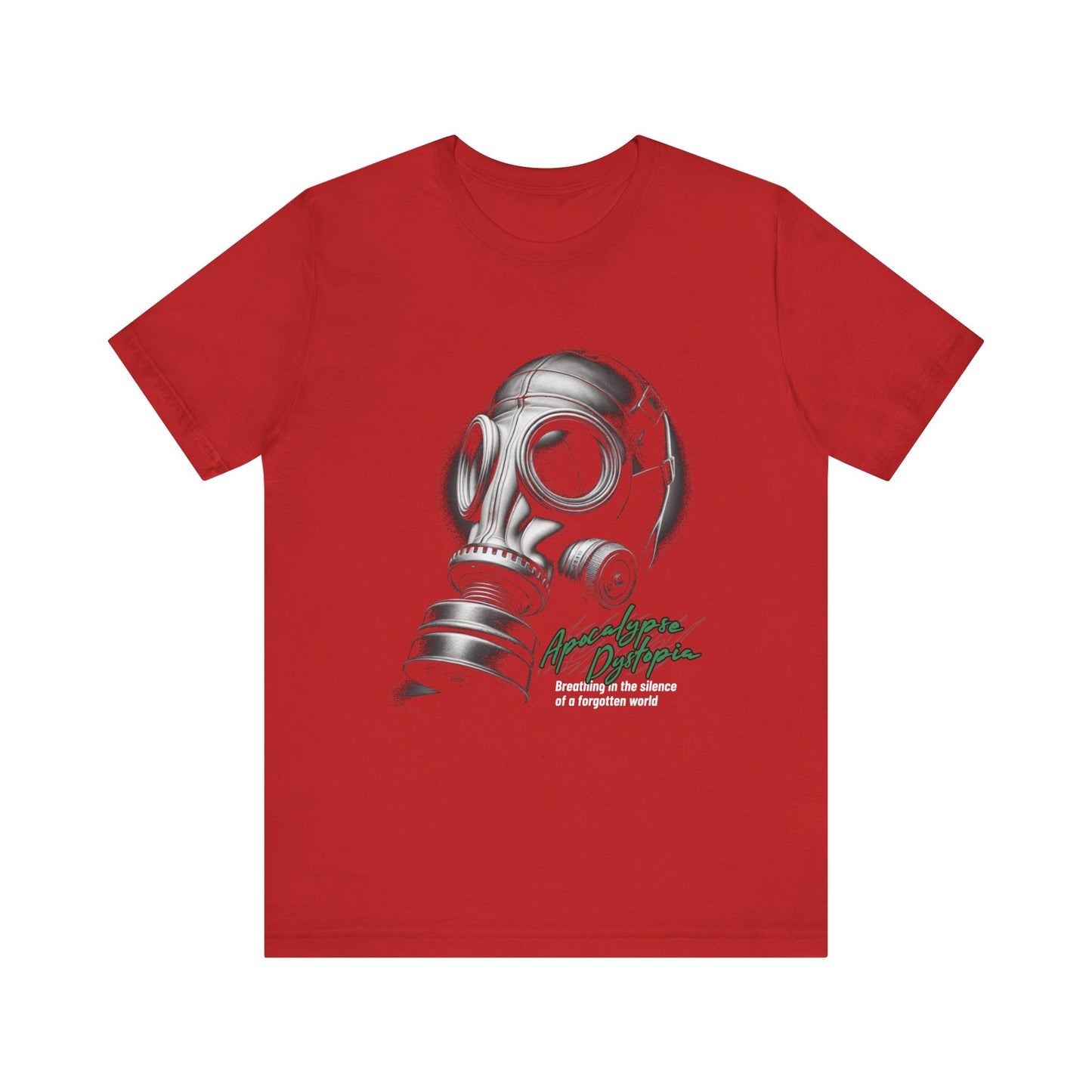 Gas mask breathing in the silence of a forgotten T-Shirt