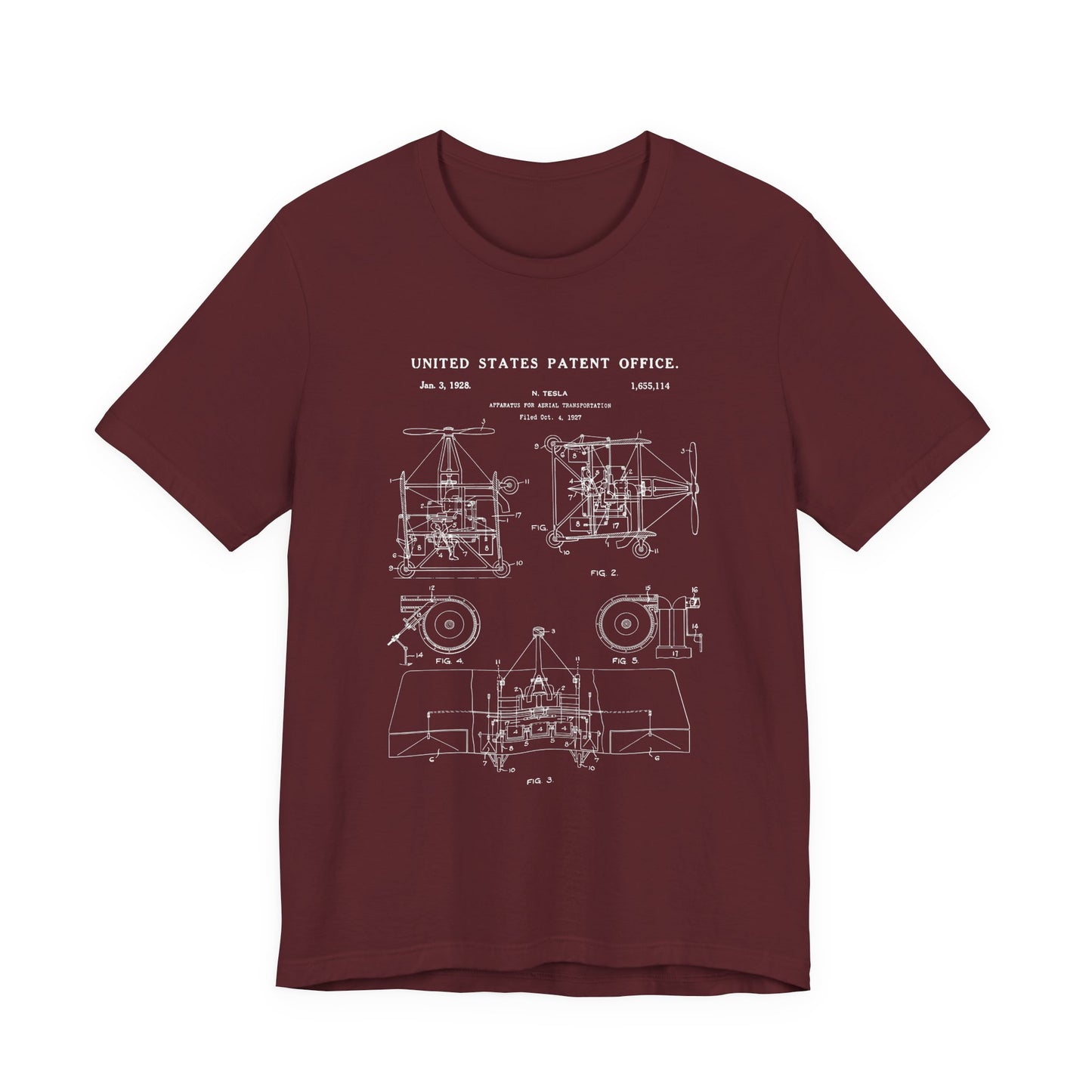 Nikola tesla Patent Aerial Transportation T-Shirt