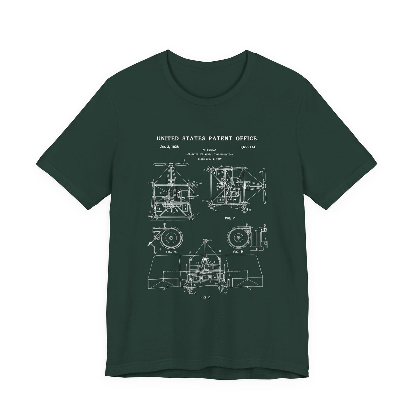 Nikola tesla Patent Aerial Transportation T-Shirt