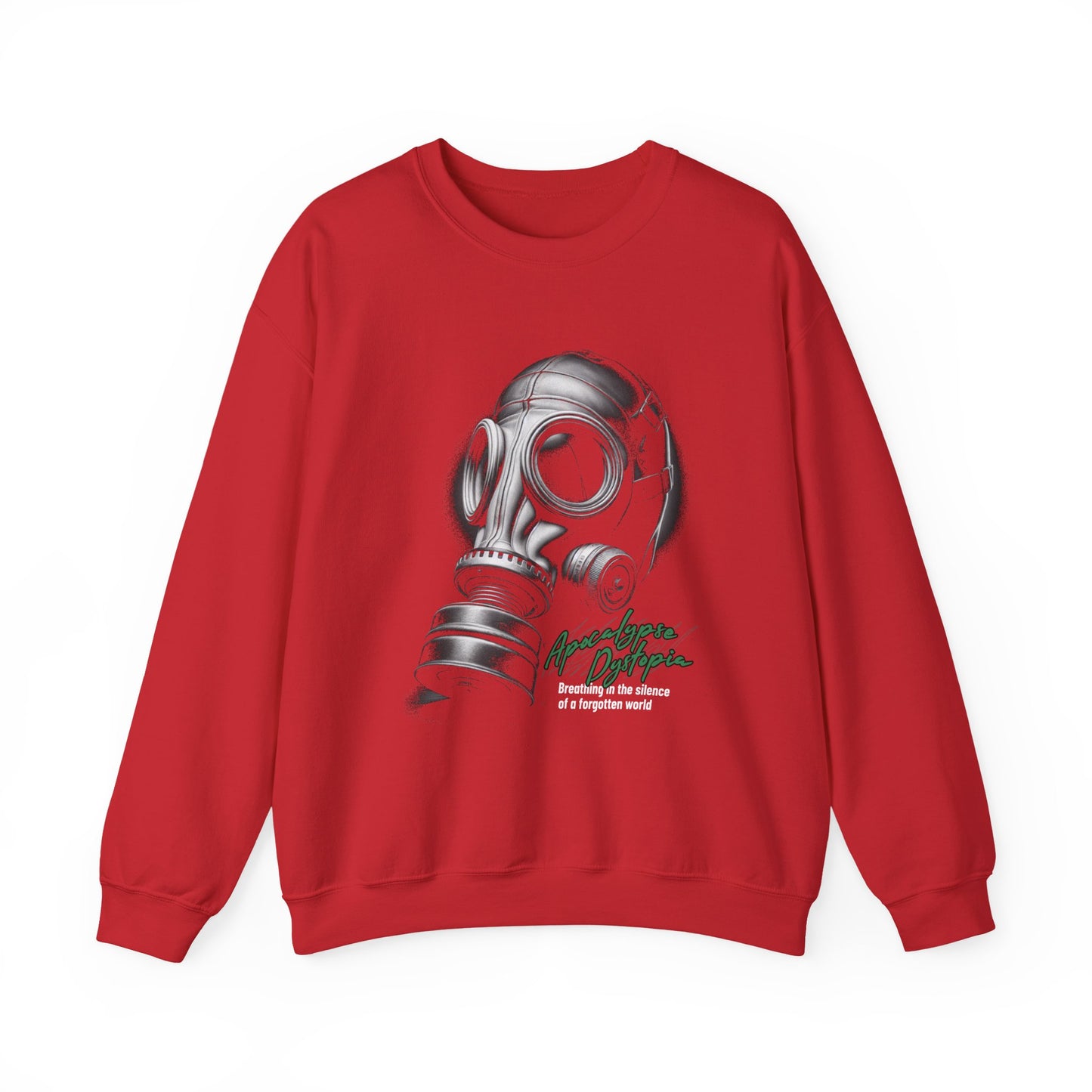 Gas mask breathing in the silence  of a forgotten Sweatshirt