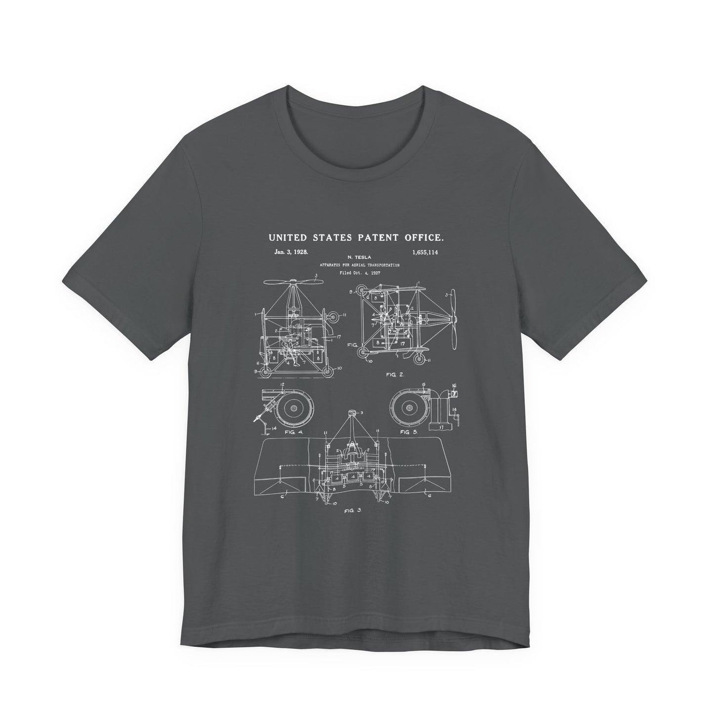 Nikola tesla Patent Aerial Transportation T-Shirt
