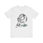 Gas mask breathing in the silence  of a forgotten T-Shirt