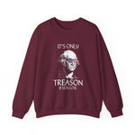 Maroon sweatshirt with a graphic of a historical figure wearing sunglasses and text on a white background