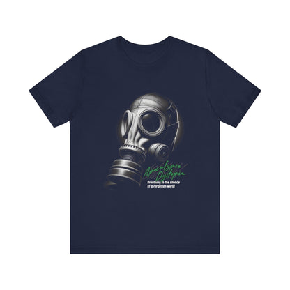 Gas mask breathing in the silence  of a forgotten T-Shirt
