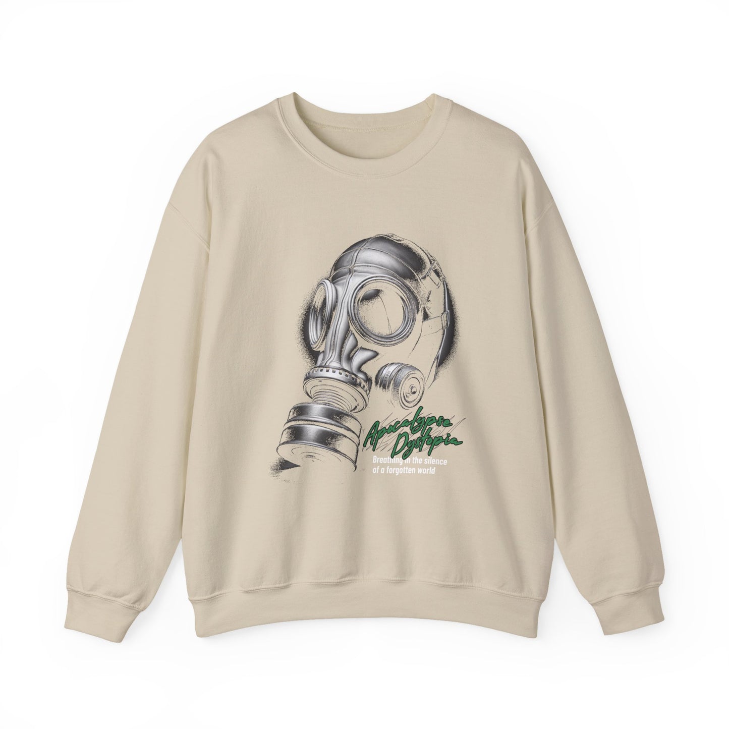 Gas mask breathing in the silence  of a forgotten Sweatshirt