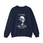 Navy blue sweatshirt with a graphic of a historical figure wearing sunglasses and text on a white background