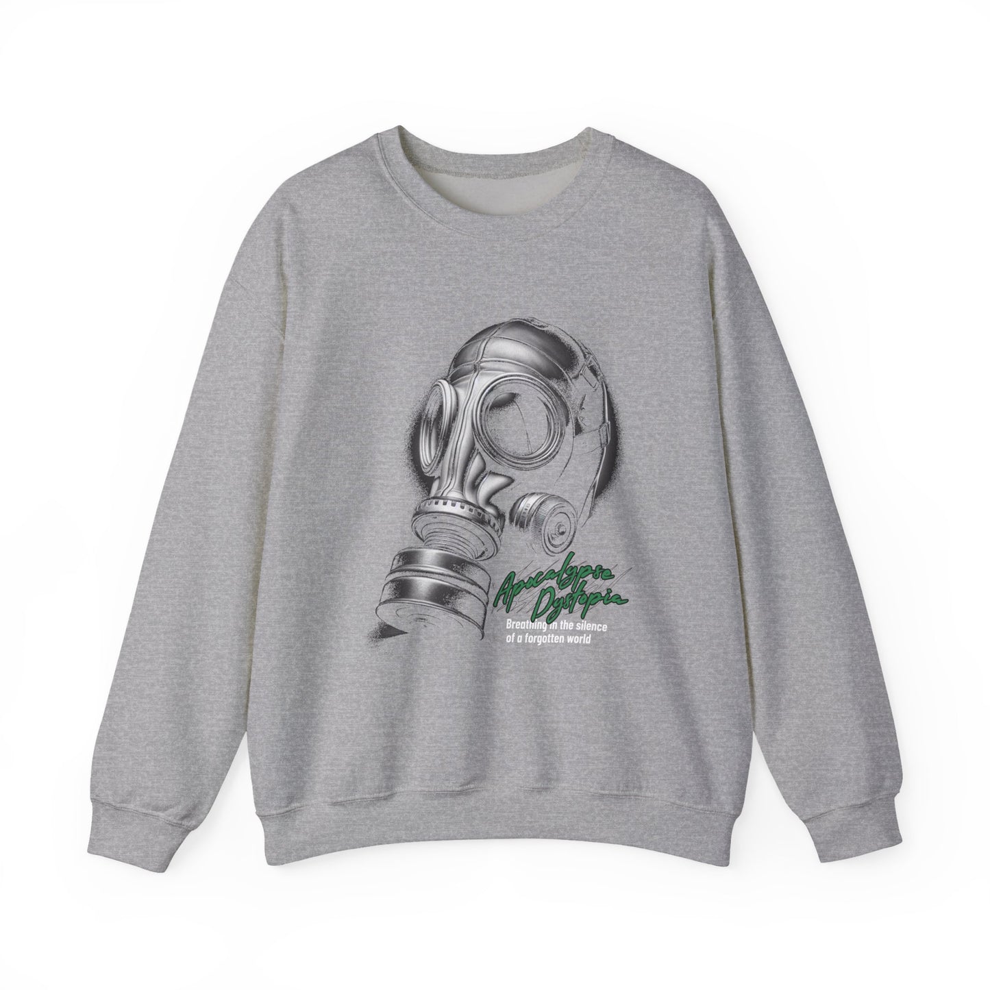 Gas mask breathing in the silence  of a forgotten Sweatshirt