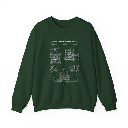 Nikola tesla Patent Aerial Transportation Sweatshirt